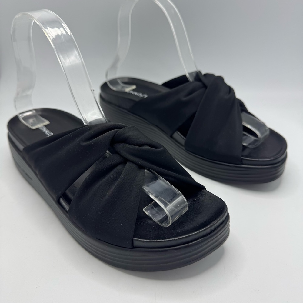 Donald Pliner Platform Fabric Open Toe Casual Flat Sandal Size 8 Black